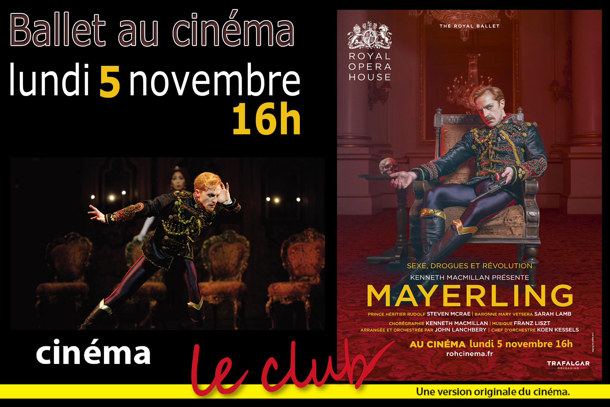 Ballet au cinéma : MAYERLING (Royal Ballet de Londres)